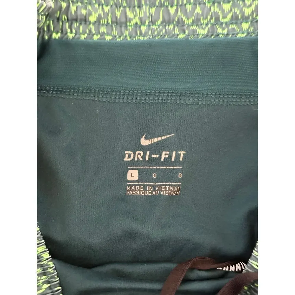 Nike Women's Green Dri-FIT Drawstring Elastic Waist Activewear Shorts Size Large